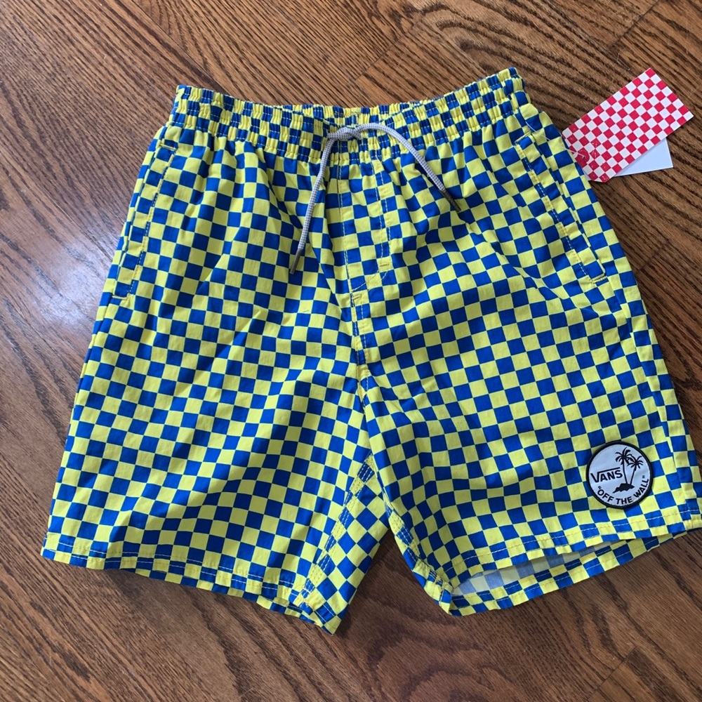 Vans Boys Yellow & Blue Checkerboard boardshorts